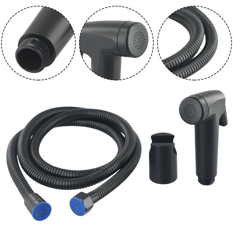 Douchette WC Noire à Gâchette, Seule ou en Kit avec Flexible et Support