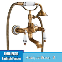 Robinet Baignoire Douche Laiton Antique, avec Douchette