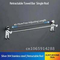 Porte-Serviette Télescopique Mural Inox Poli 45 à 75 cm