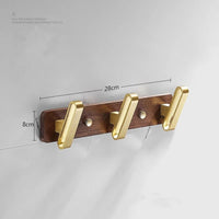 Patère Murale Bois et Aluminium Doré Brossé Multi-Crochets