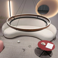 Suspension Cuisine LED Anneau Effet Bois, Ø 60 ou 80 cm