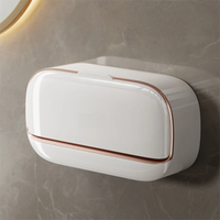 Porte-Savon Mural à Couvercle et Drainage, Vert, Blanc ou Beige, 2 Formats