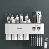 Porte-Brosse à Dents Magnétique avec Presse-Dentifrice et Étagère Murale