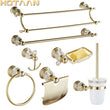 Accessoires Salle de Bain Dorés Cristal à la Pièce, 16 Articles