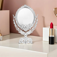 Miroir de Table Vintage Ovale Pivotant, Argent ou Doré, 20 x 33 cm