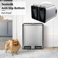 Poubelle de Cuisine Tri Sélectif 30 L, Noir, Inox ou Blanc