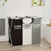 Panier à Linge Pliable 1 à 3 Compartiments, Cadre en X, Noir ou Gris