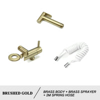Douchette WC Laiton Eau Froide avec Robinet d'Arrêt, Flexible Inox ou Spiralé