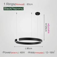Suspension Cuisine LED Anneaux Ouverts, Ø 40 à 80 cm