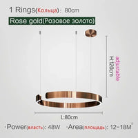 Suspension Cuisine LED Anneaux Ouverts, Ø 40 à 80 cm