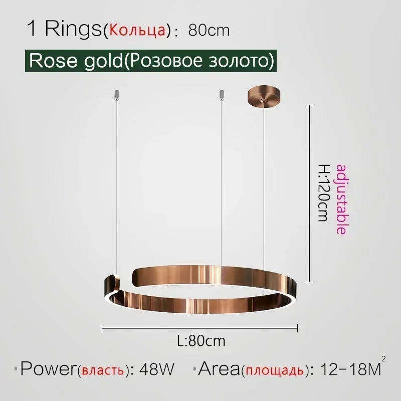 Suspension Cuisine LED Anneaux Ouverts, Ø 40 à 80 cm