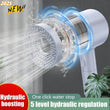 Pommeau de Douche Tête Ajourée 5 Modes, Bague Rotative, Bouton Stop