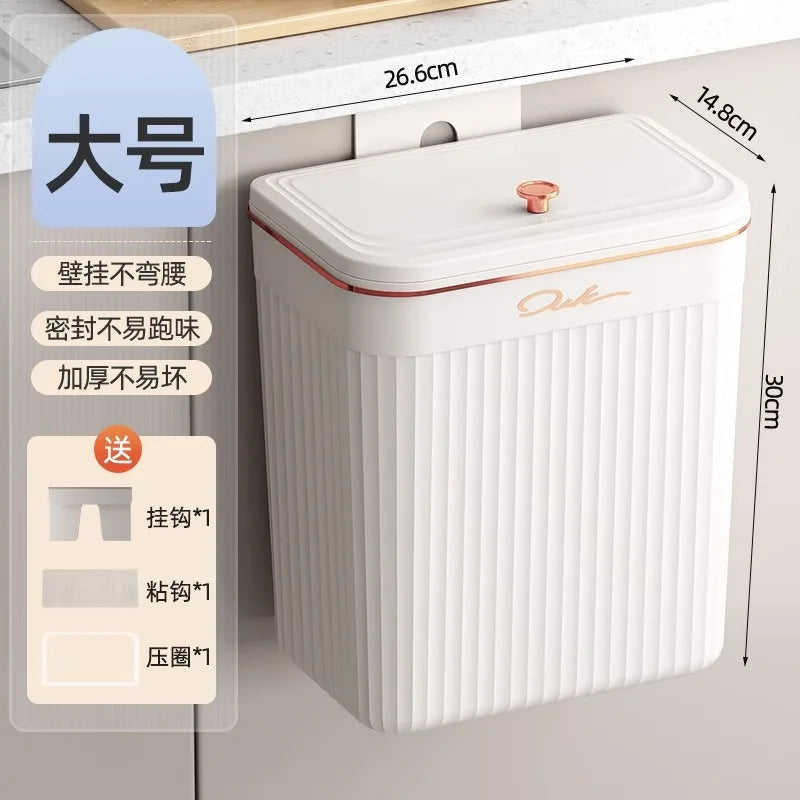 Poubelle de Cuisine Suspendue avec Couvercle Coulissant, Blanc ou Vert, 2 Hauteurs