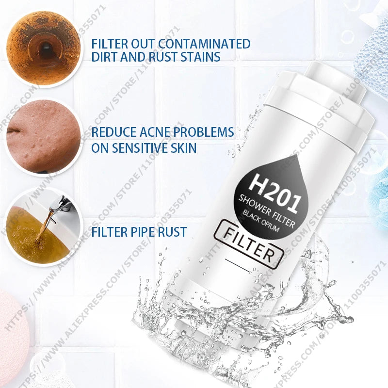 Filtre de Douche Parfumé Freesia, Thé Yulong, Carillon Bleu ou Noir