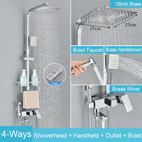 Colonne de Douche Laiton avec Étagère, Jet Hygiénique et Bec Baignoire