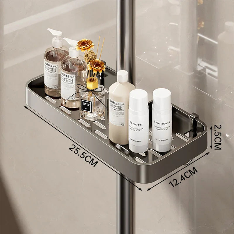 Étagère de Douche Aluminium pour Barre 19 à 25 mm, 25,5 cm