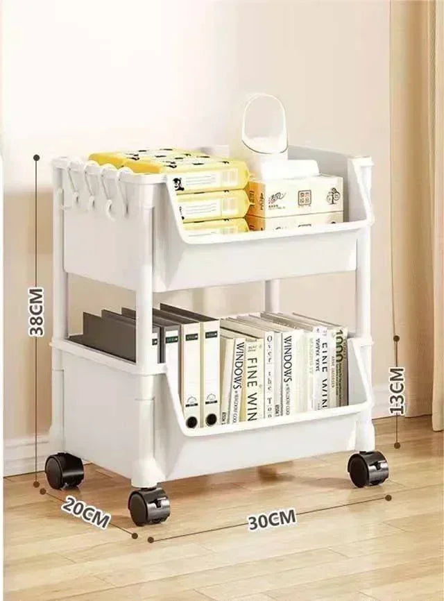Chariot de Rangement Salle de Bain 2 à 5 Niveaux Blanc à Roulettes