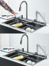 Évier de Cuisine Inox Multifonction 1 Bac 75 cm