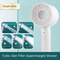 Pommeau de Douche Tête Ajourée 5 Modes, Bague Rotative, Bouton Stop