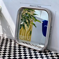 Miroir Mural Carré Angles Arrondis Cadre Inox Coloré 40 x 40 cm