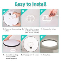 Plafonnier LED Salle de Bain Rond Ultra Plat IP65, Noir ou Blanc