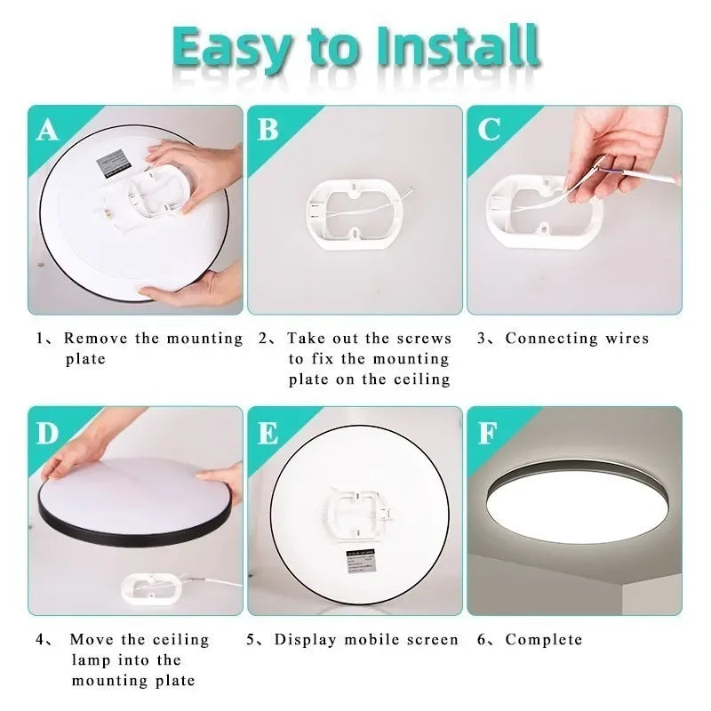 Plafonnier LED Salle de Bain Rond Ultra Plat IP65, Noir ou Blanc