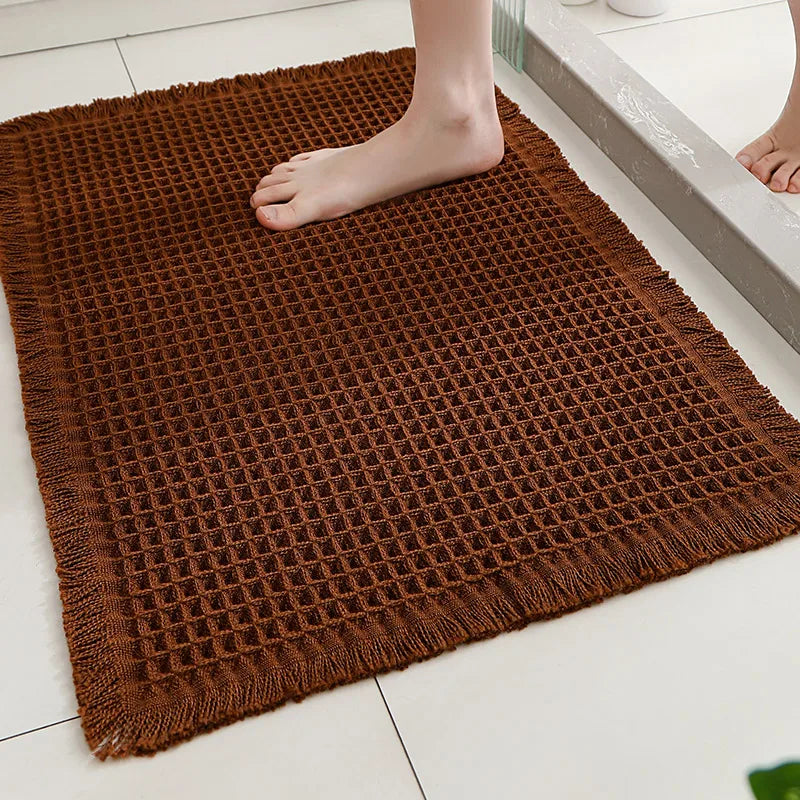 Tapis de Bain à Pompons Antidérapant Ultra Absorbant