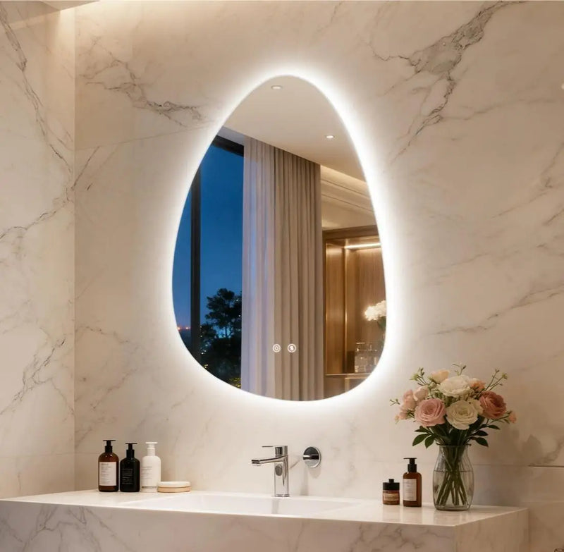 Miroir LED Salle de Bain Forme Goutte Rétroéclairé Anti-Buée Mémoire