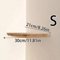 Étagère d'Angle Murale Quart de Rond en Bois, Petite, Moyenne ou Grande