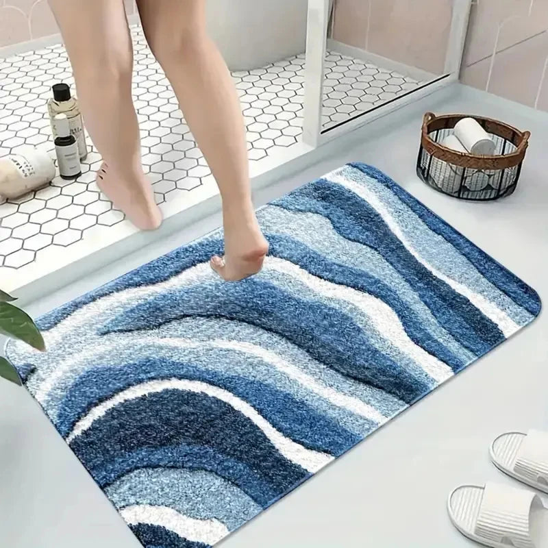 Tapis de Bain Vagues Océan Microfibre Antidérapant