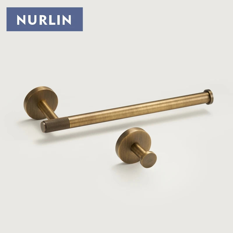 Accessoires Salle de Bain Laiton Noir, Doré, Argent ou Vieilli à la Pièce, 4 Articles