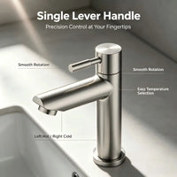 Robinet Lave-Main Surélevé Eau Froide Inox 304 Brossé pour Vasque à Poser