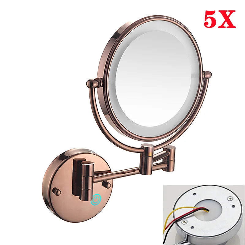 Miroir Grossissant Lumineux Mural Tactile x5, 8 Finitions au Choix, 20 cm