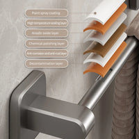 Porte-Serviette Sans Percer Aluminium Gris Anthracite 30 à 50 cm