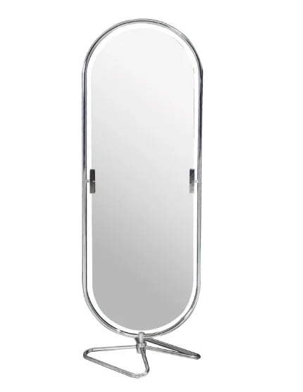 Miroir sur Pied Ovale Rotatif Inox 169 cm, 3 Articles à la Pièce