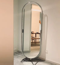 Miroir sur Pied Ovale Rotatif Inox 169 cm, 3 Articles à la Pièce