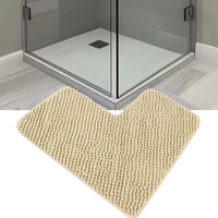 Tapis de Bain Chenille en L pour Douche d'Angle 80 x 80 cm