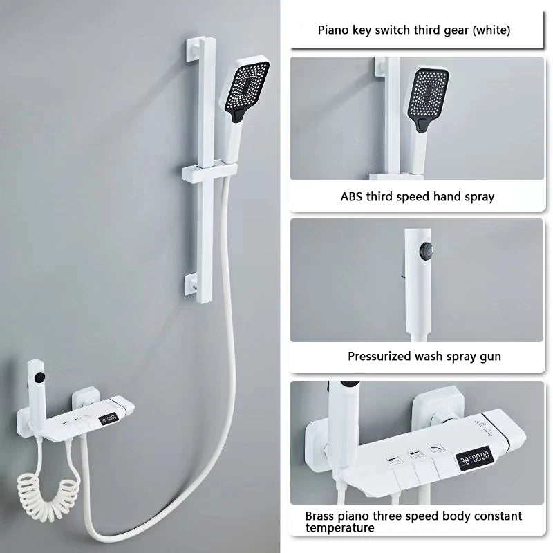 Colonne de Douche Piano Blanc ou Gris Anthracite, 2 ou 3 Touches