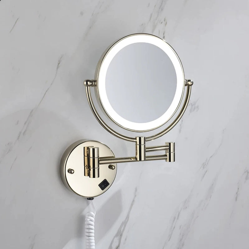 Miroir Grossissant Lumineux Mural Laiton Vieilli ou Doré x3, x5 ou x10