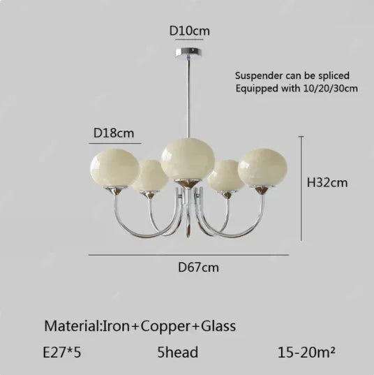 Suspension Cuisine Lustre Verre Rose, 3 ou 5 Têtes, Doré ou Chromé