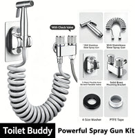 Douchette WC Inox Kit avec Flexible Spiralé 3 m, Noir ou Argent