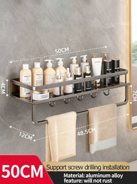 Étagère Murale Salle de Bain Aluminium Noir ou Gris 30-50 cm