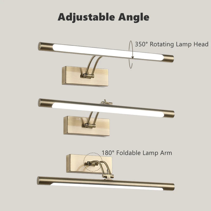 Applique Miroir Salle de Bain Inox Orientable 40 à 70 cm
