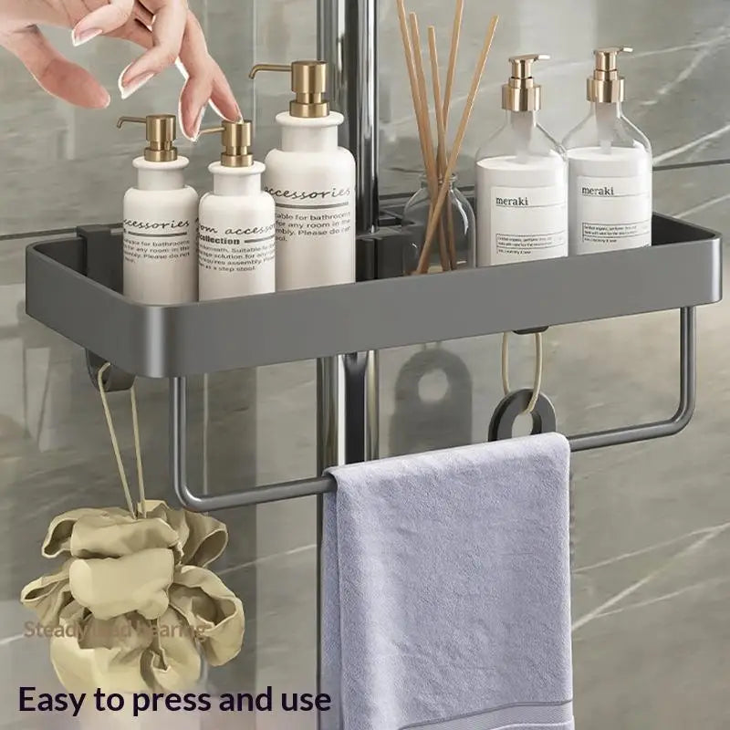 Étagère de Douche pour Barre de Douche en Aluminium, Sans Perçage