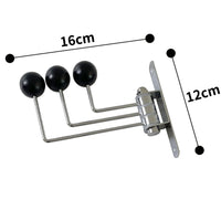 Patère Salle de Bain Murale Pivotante à 3 Bras, Fer et Boules de Bois