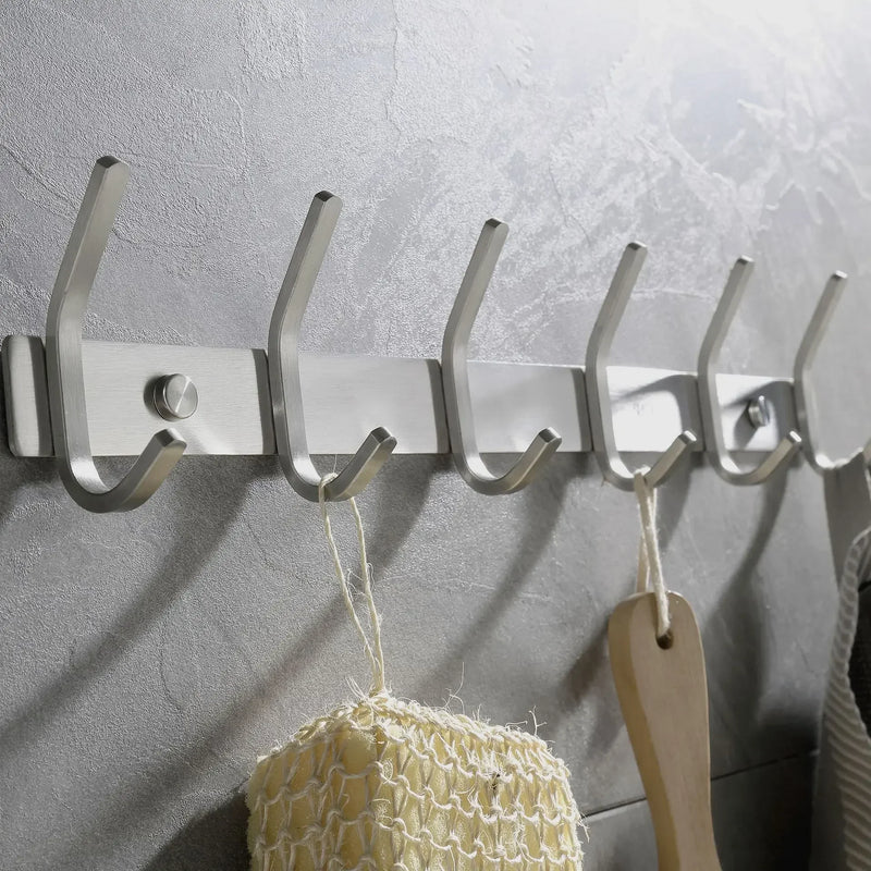 Patère Salle de Bain Inox Brossé, Barre de 1 à 7 Crochets