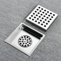 Caniveau de Douche Carré Anti-Odeur Inox 304, Grille 11 ou 15 cm