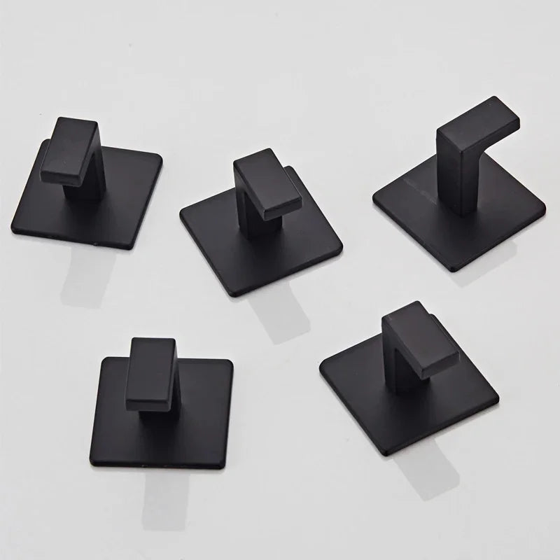 Patère Adhésive Carrée en Aluminium, Noir, Gris ou Blanc, Lot de 1 à 4 Crochets