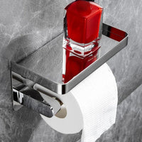 Porte-Papier Toilette Mural Inox 304 Chromé avec Tablette