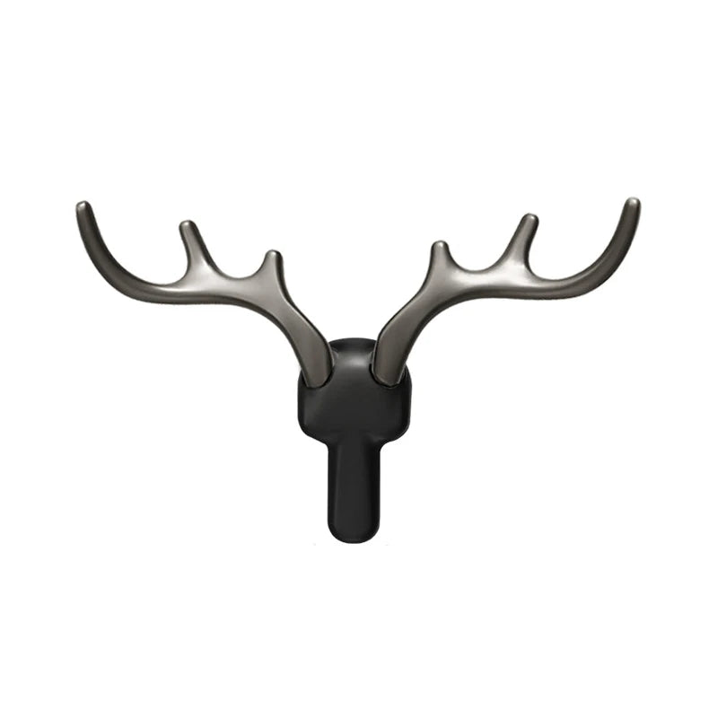 Patère Murale Bois de Cerf Alliage de Zinc Noir, Doré ou Argent
